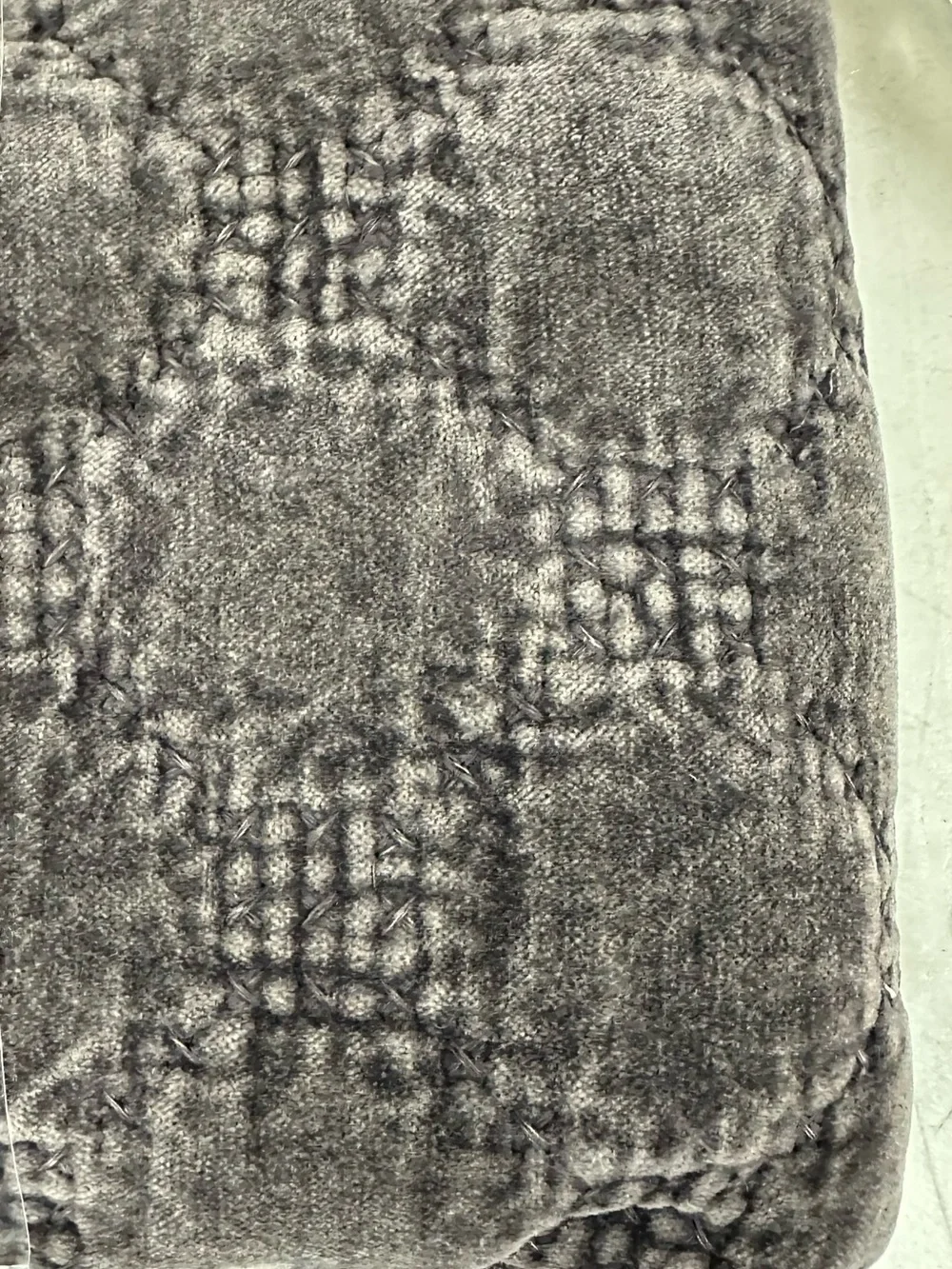 NWT Pottery Barn velvet lattice King Shams (2) gray
